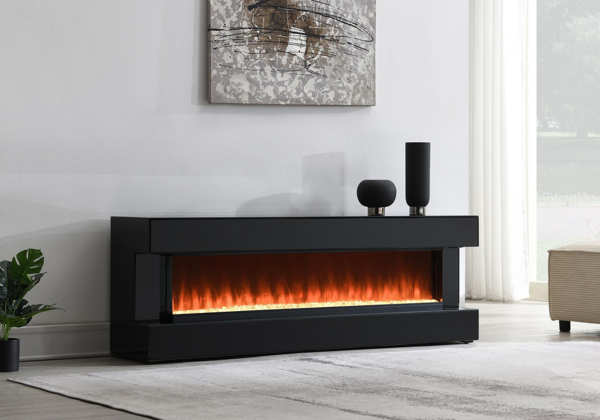 Black Fireplace TV Stand with Bluetooth Speaker (W025)