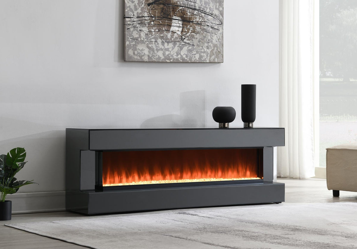 Gray Fireplace TV Stand with Bluetooth Speaker (W026)