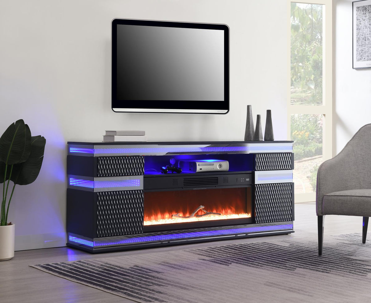 Gray Fireplace TV Stand with Bluetooth Speaker (W035-TV)
