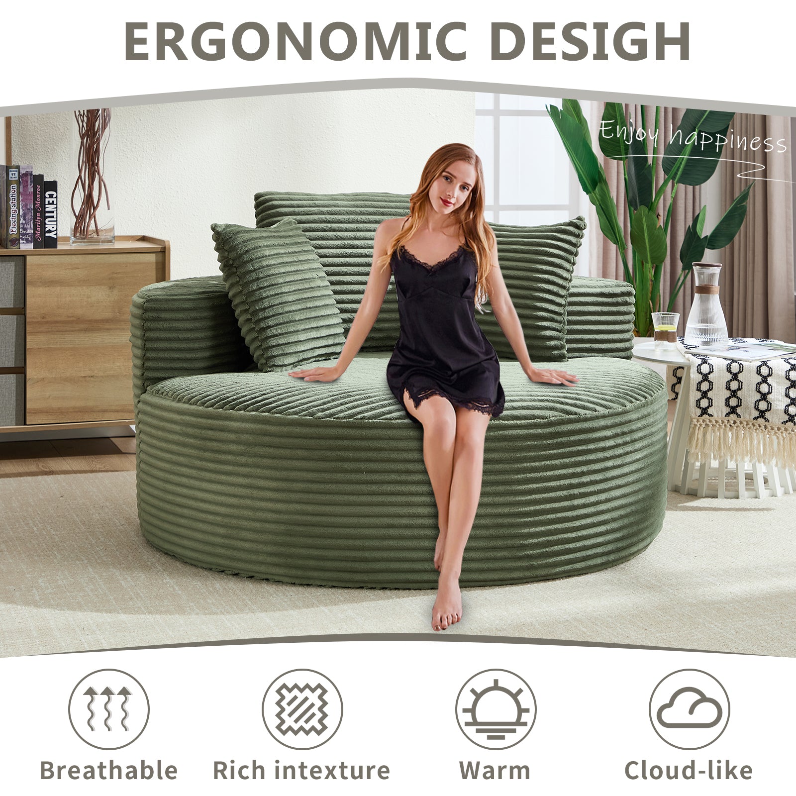 Walkers Round Velvet Sofa Bed with Memory Foam