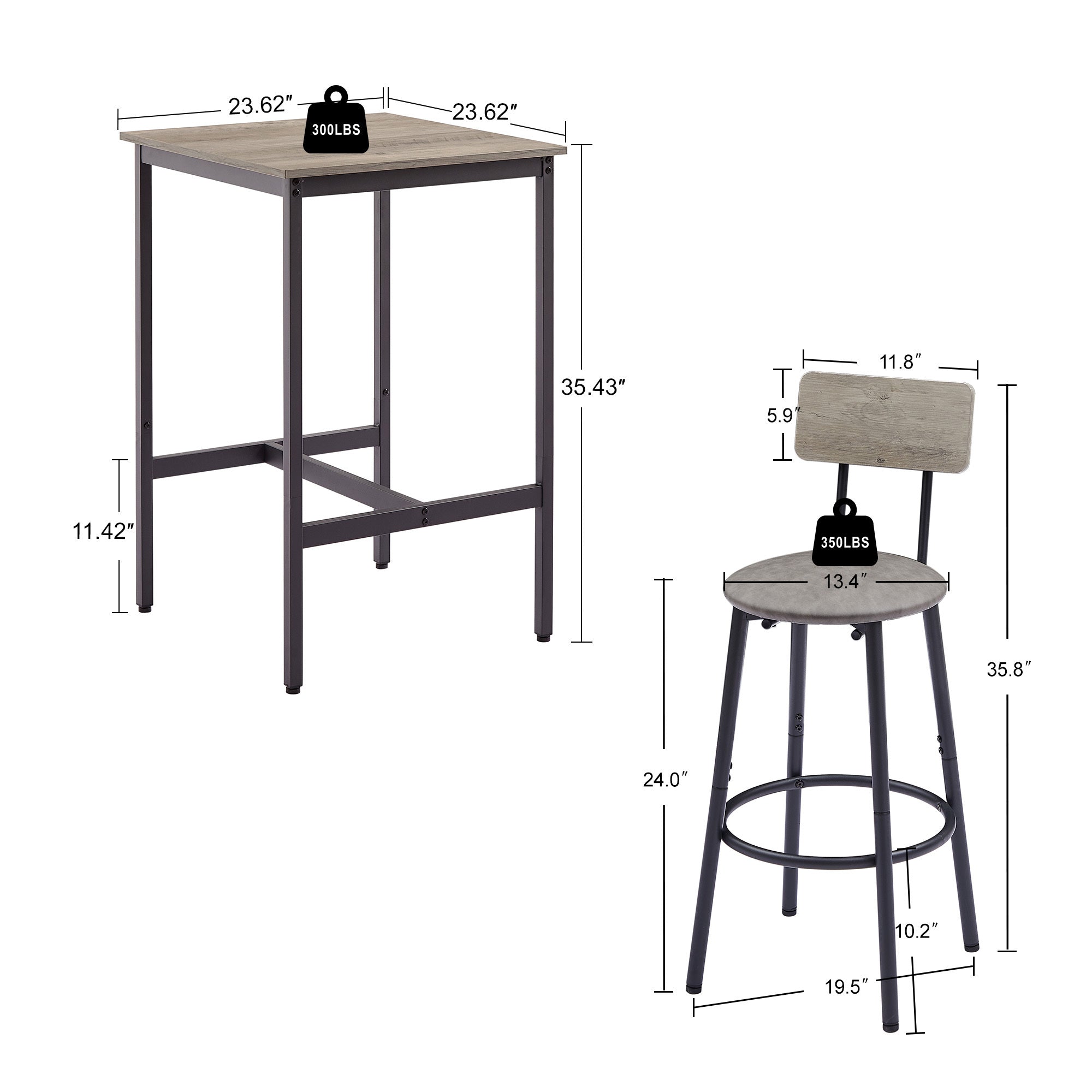 Outdoor Bar Set Modern Design - Gray