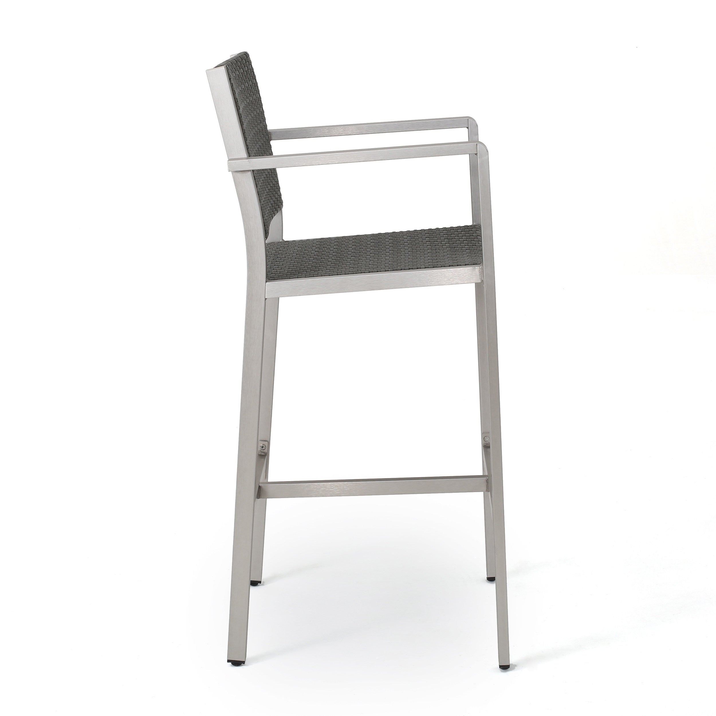 Rust-Proof Outdoor Bar Stool Rattan Frame - Silver