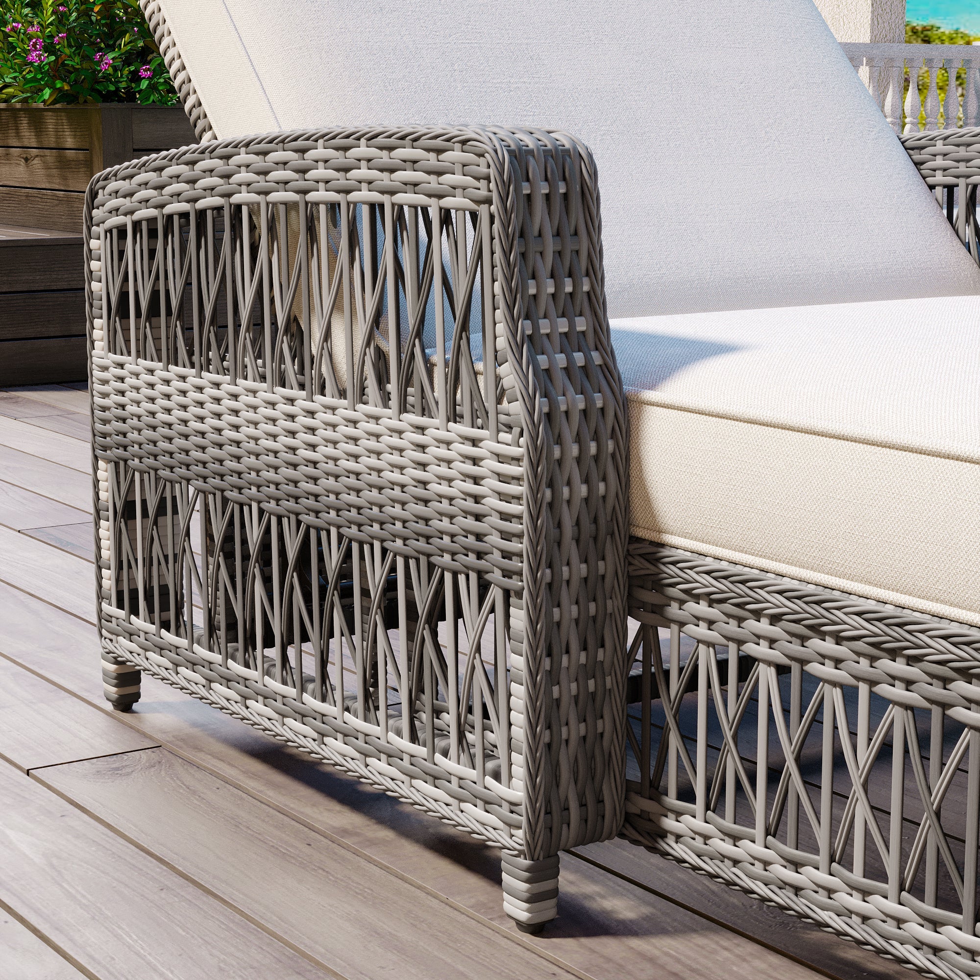 Go Outdoor Chaise Lounge Adjustable Back - Beige