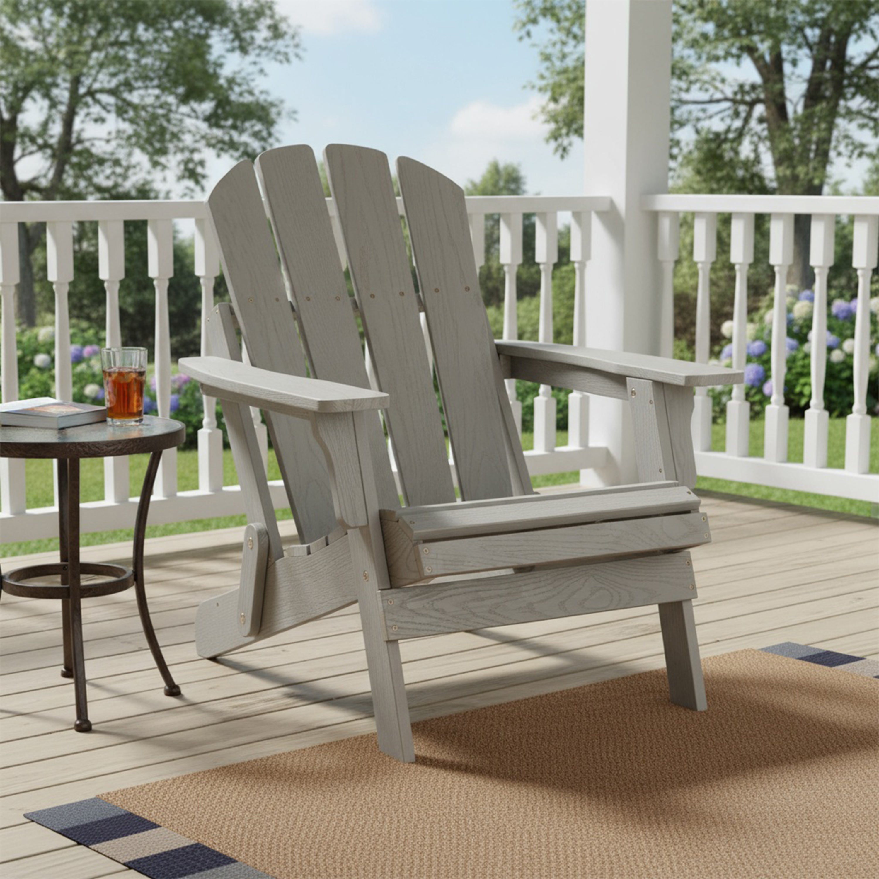 Oversize Outdoor Adirondack Chair Folding Design - Gray