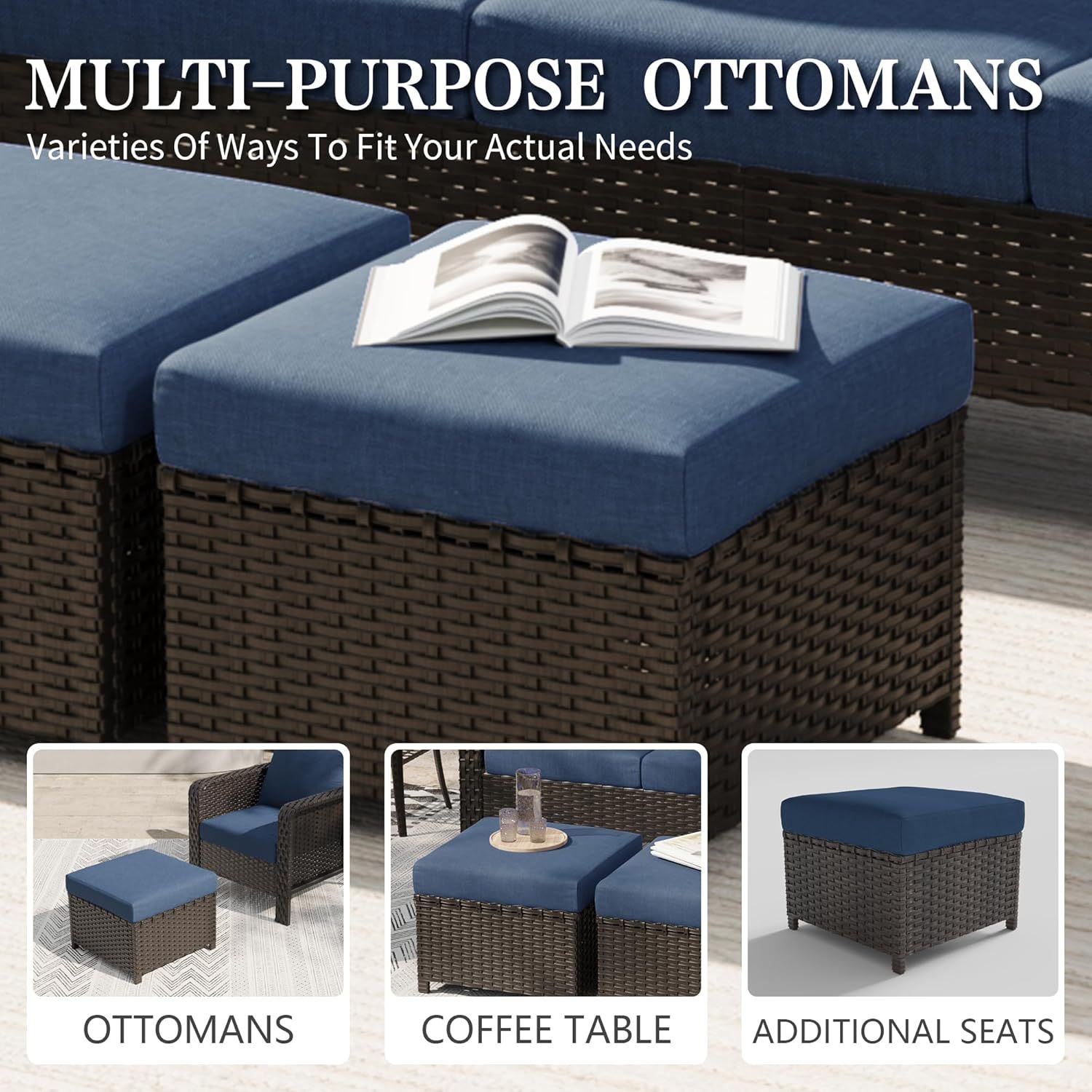 Woven Outdoor Sofa Rattan Frame