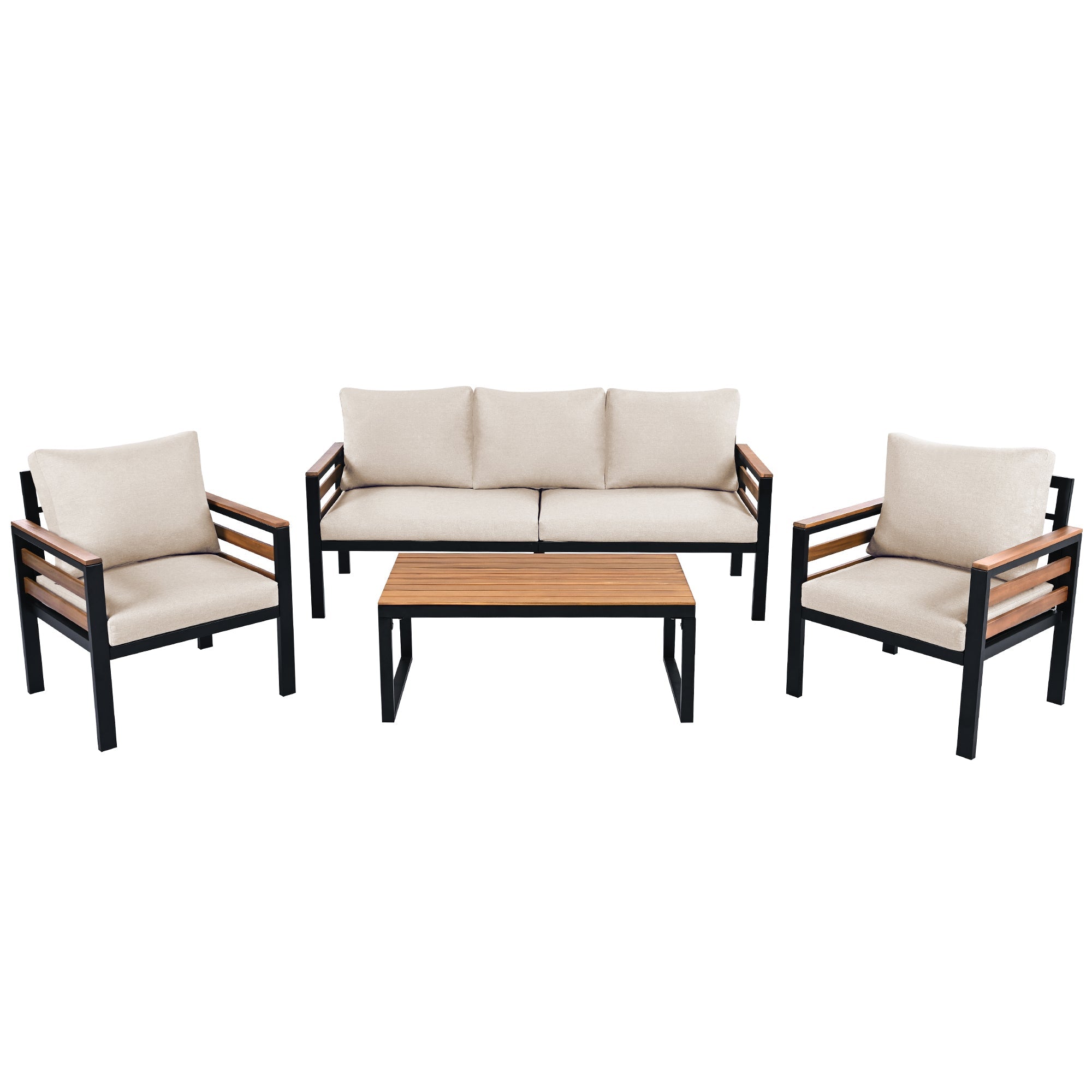 Go Outdoor Coffee Table Cushioned Seating - Beige
