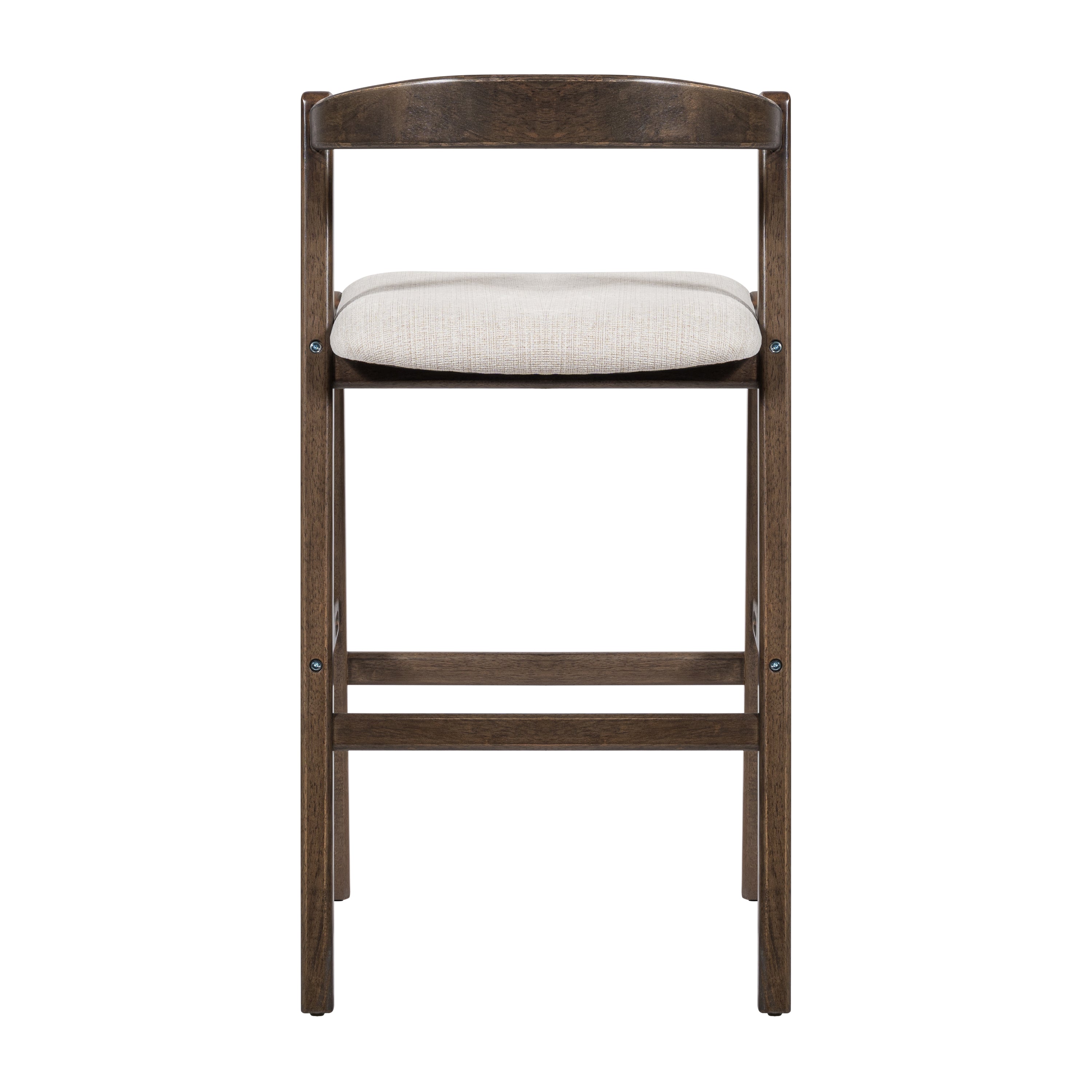 Balmain Indoor Rubberwood Barstool, Dark Brown Finished and Beige Upholstery, Set of 2