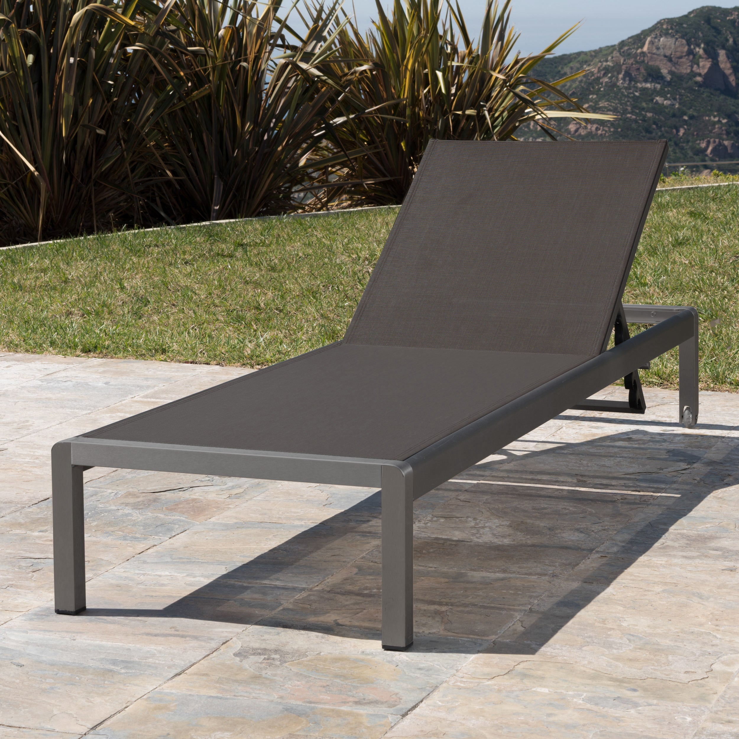 Chaise Outdoor Chaise Lounge Adjustable Back - Gray