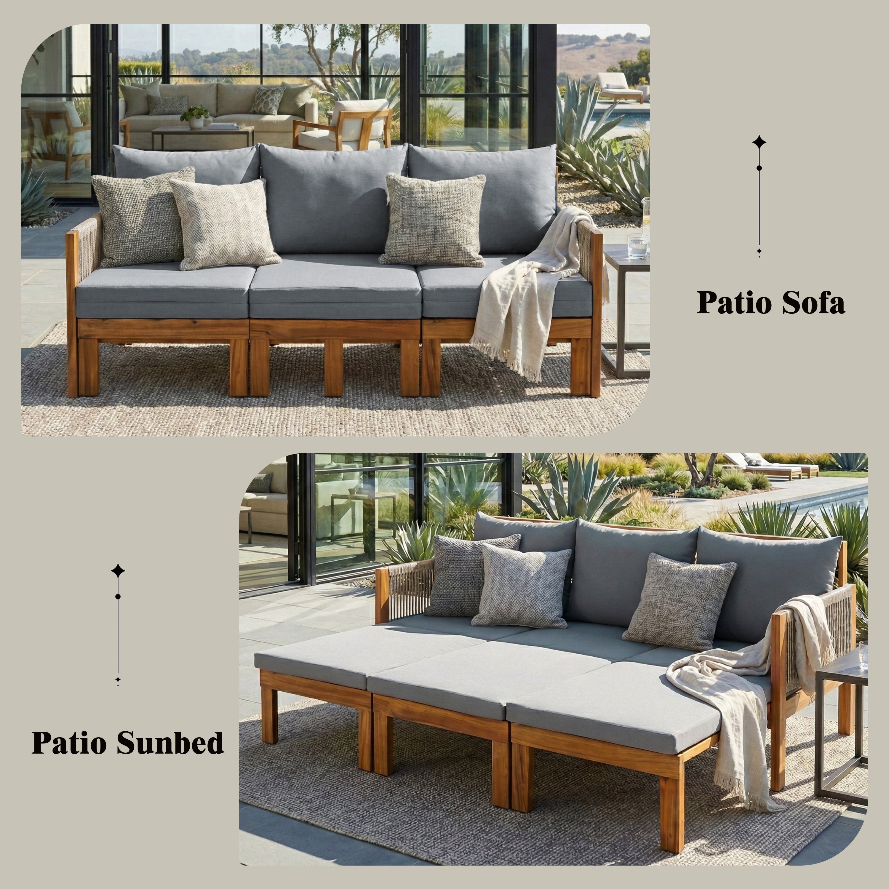 Daybed Outdoor Canopy Daybed Cushioned Seating - Gray