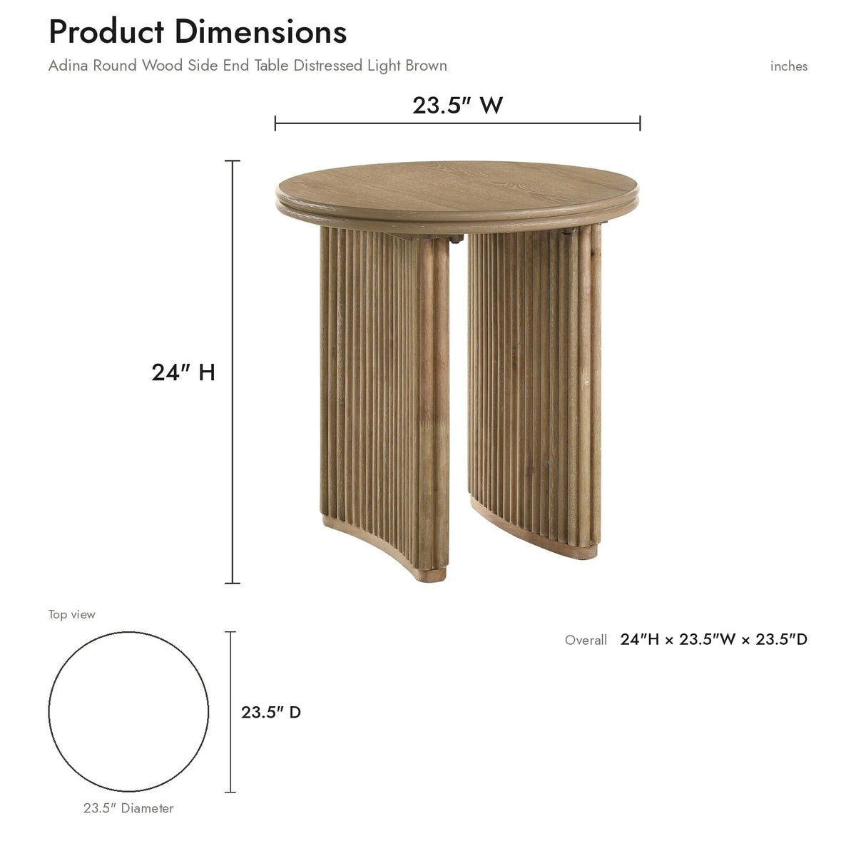 Product dimensions diagram