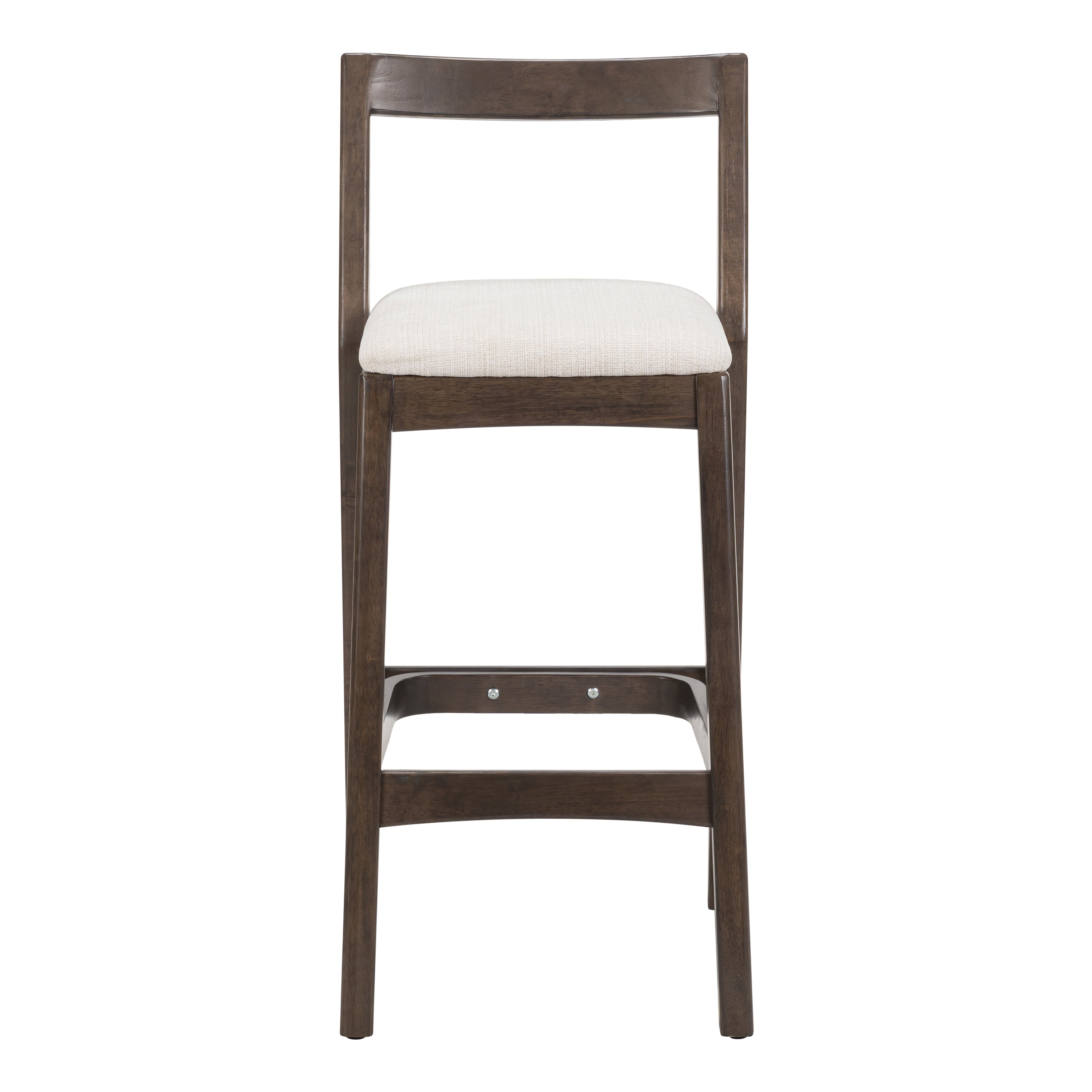 Jasper Indoor Rubberwood Barstool with Beige Upholstery in Dark Brown Finish, Set of 2