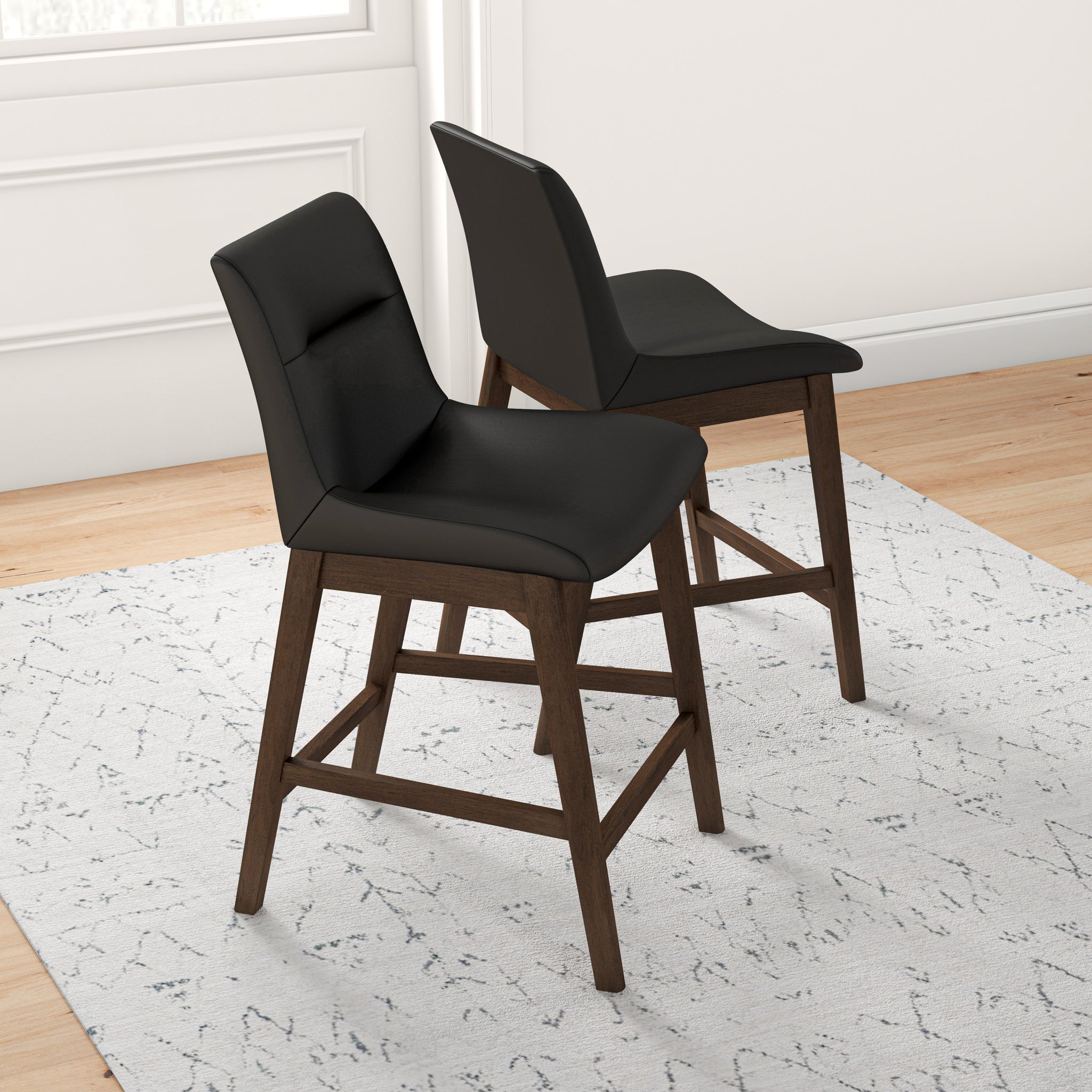 Danilo Black Leather Counter Stool - Set of 2