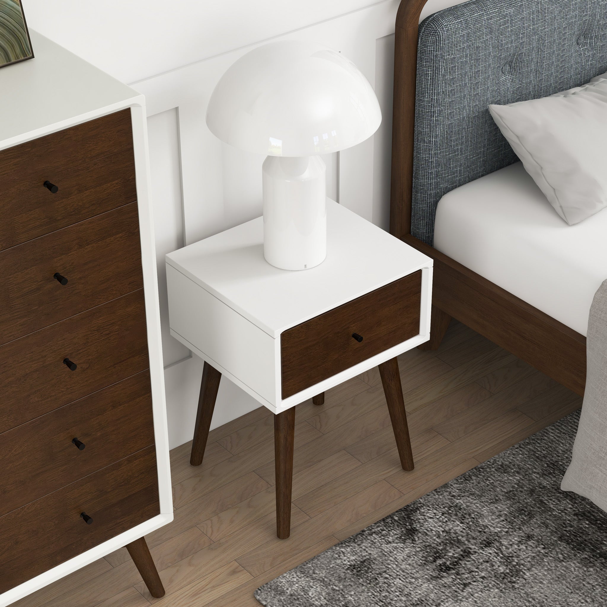 Hayes White Solid Wood Base Nightstand