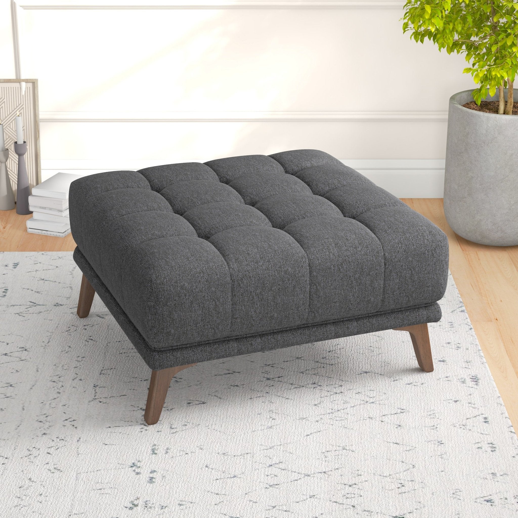 Kano Dark Gray Fabric Ottoman