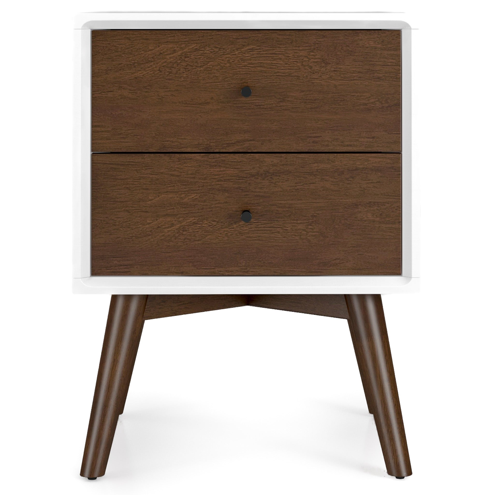 Noak White Walnut Mid Century Modern Style Nightstand