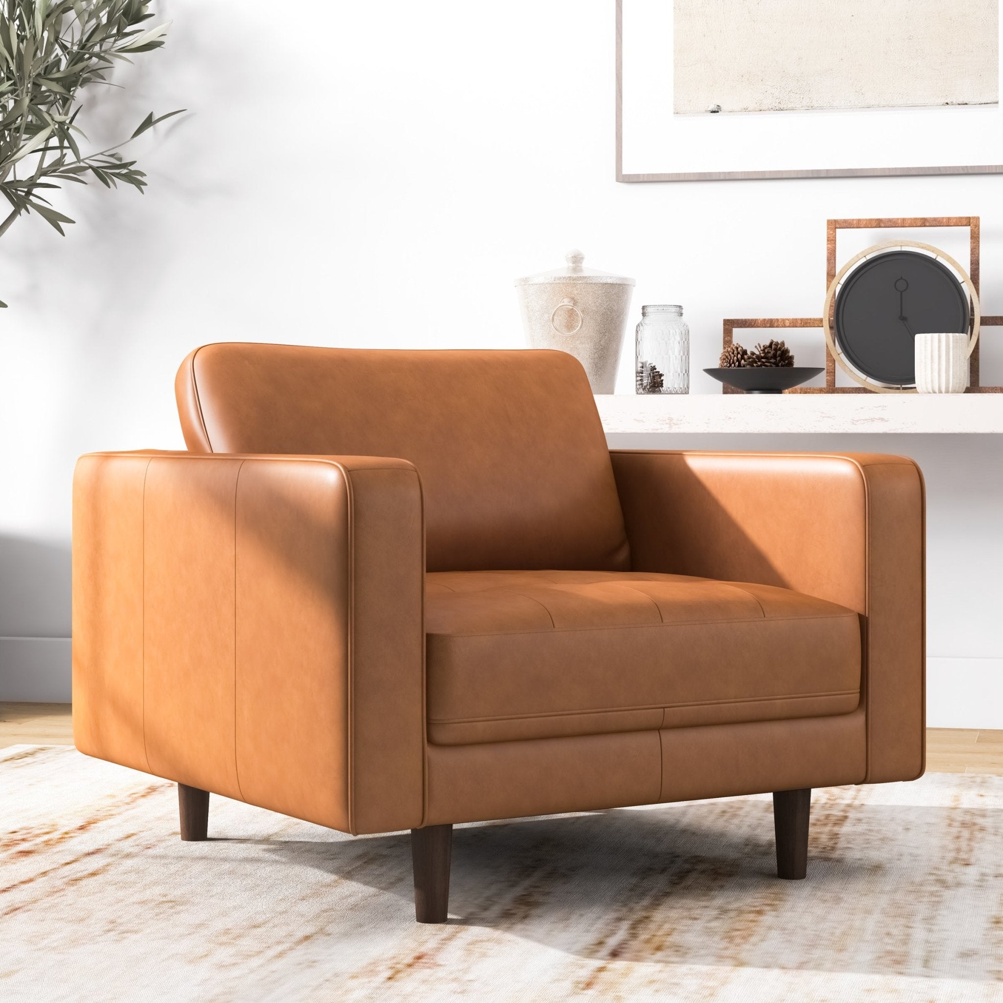 Tessa Tan Leather Leather Lounge Chair