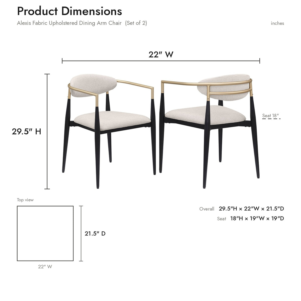 Product dimensions diagram