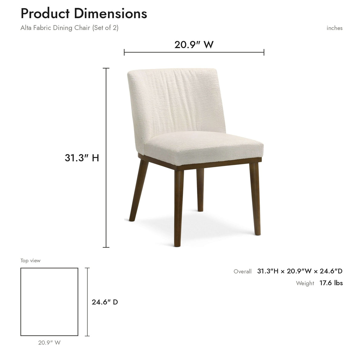 Product dimensions diagram