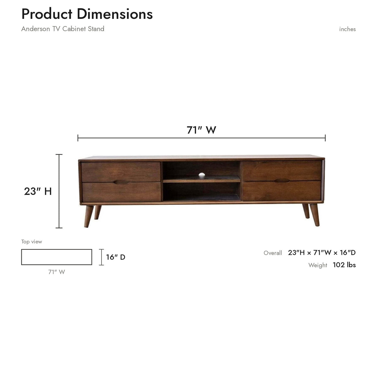 Product dimensions diagram