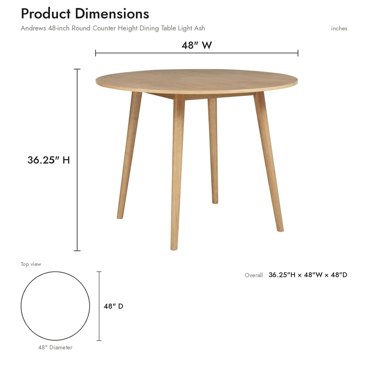 Product dimensions diagram