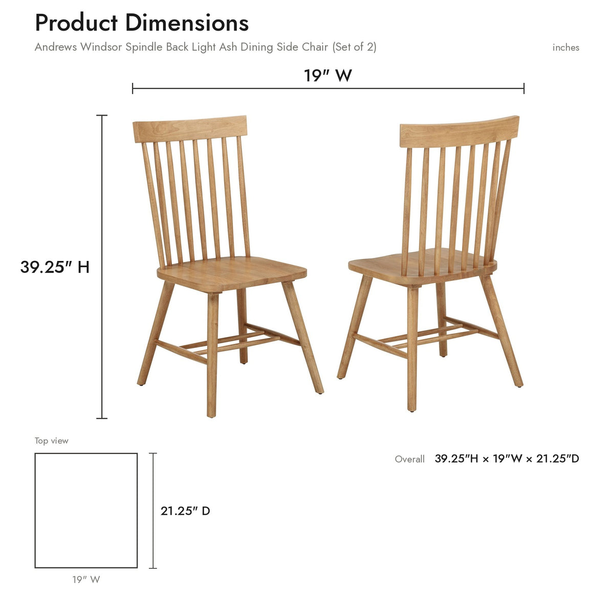 Product dimensions diagram