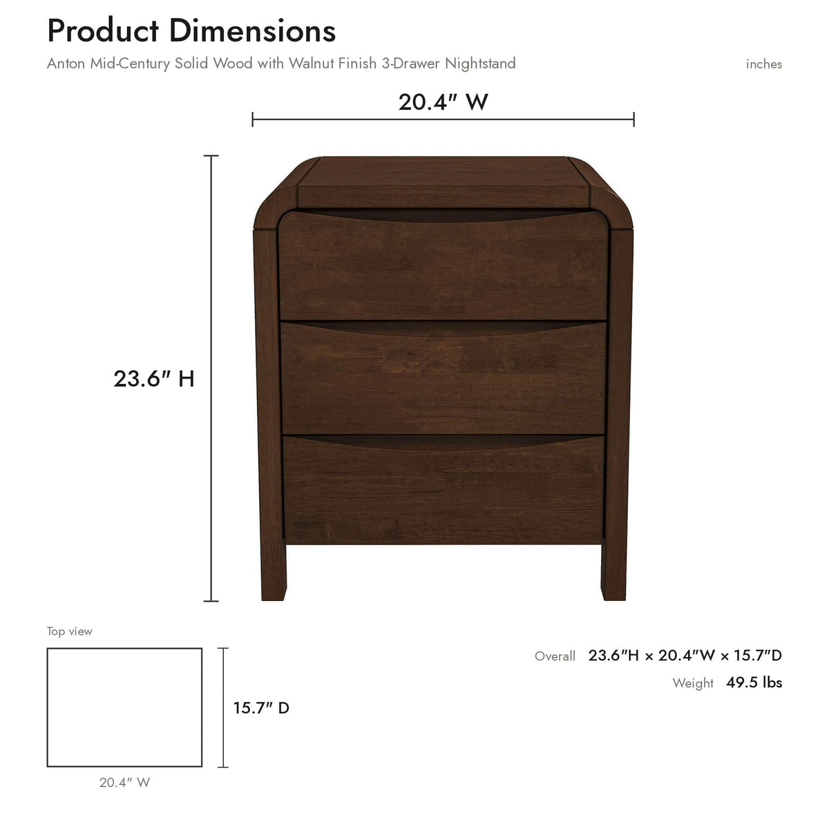 Product dimensions diagram
