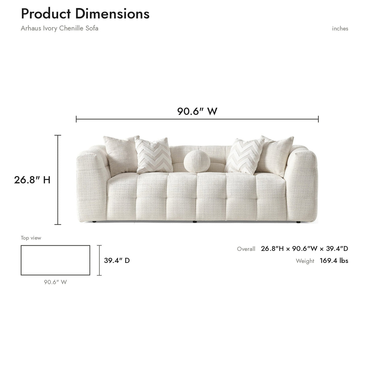 Product dimensions diagram