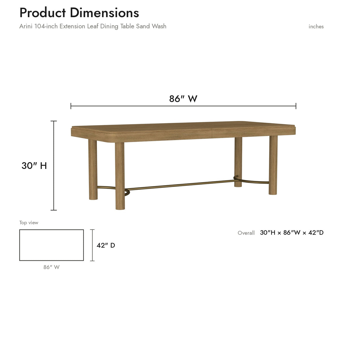 Product dimensions diagram