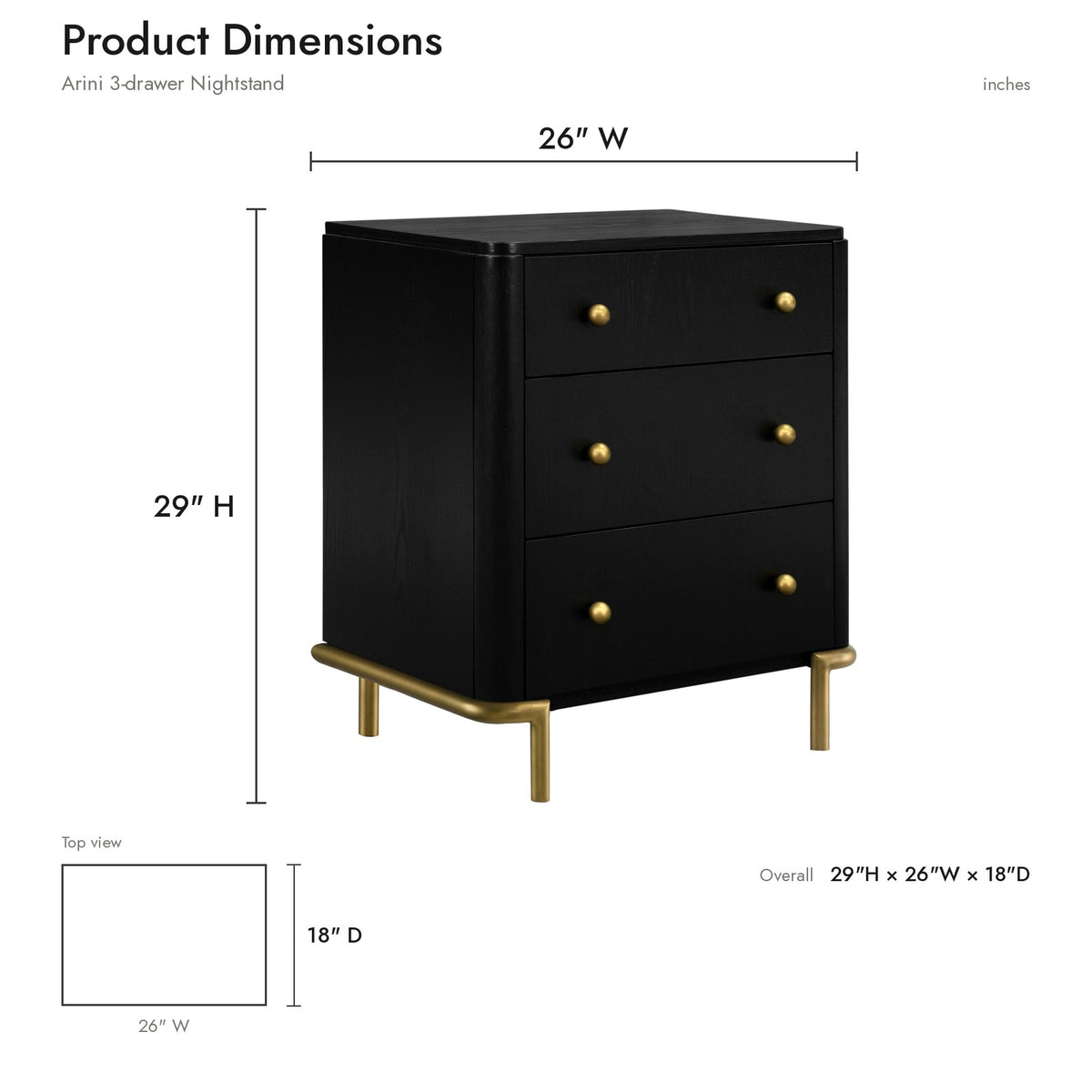 Product dimensions diagram