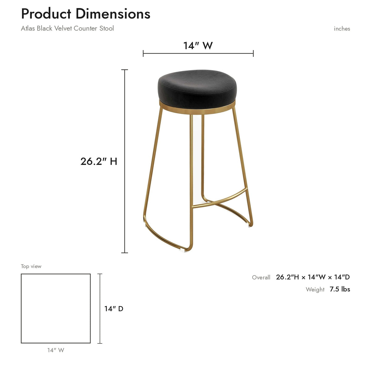 Product dimensions diagram