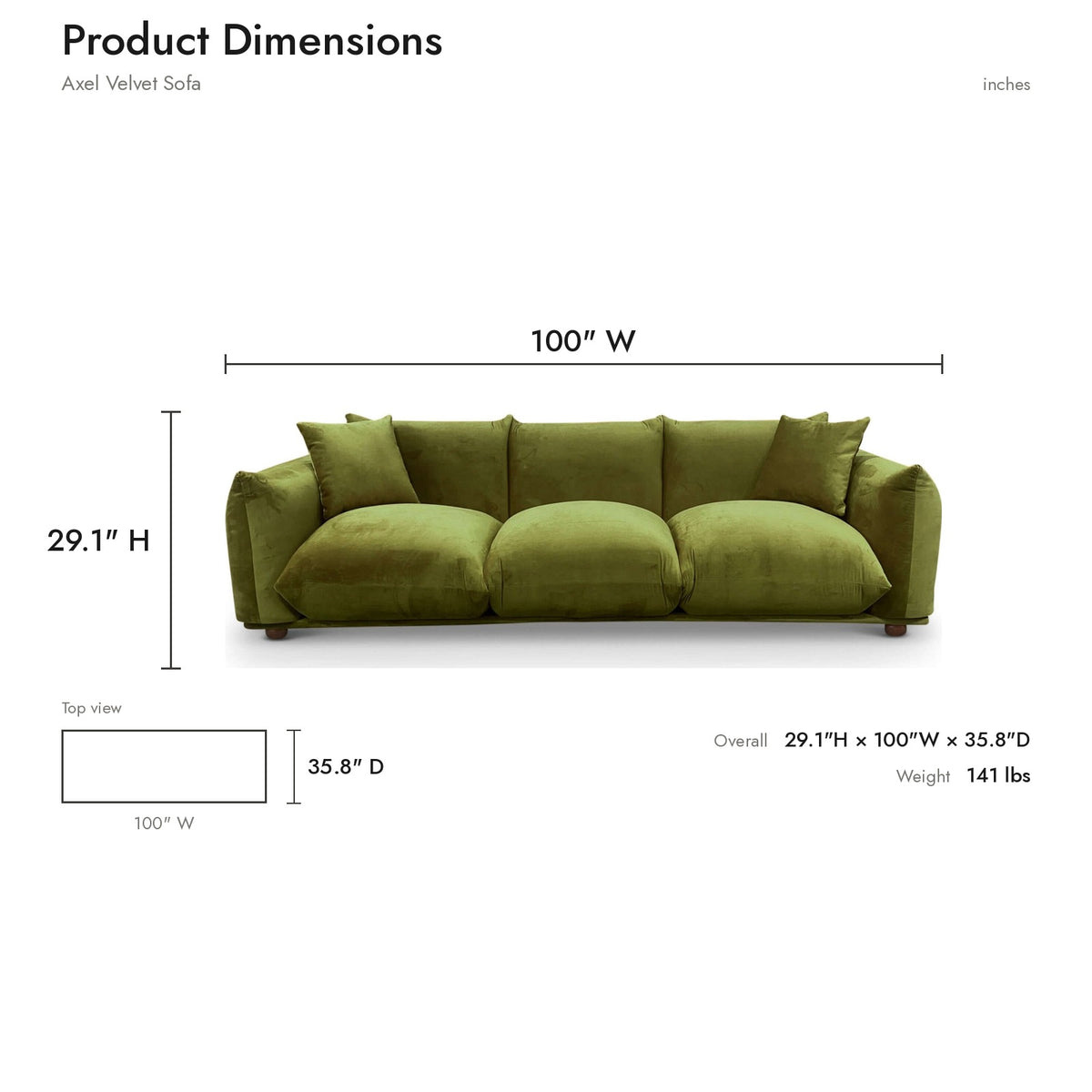 Product dimensions diagram