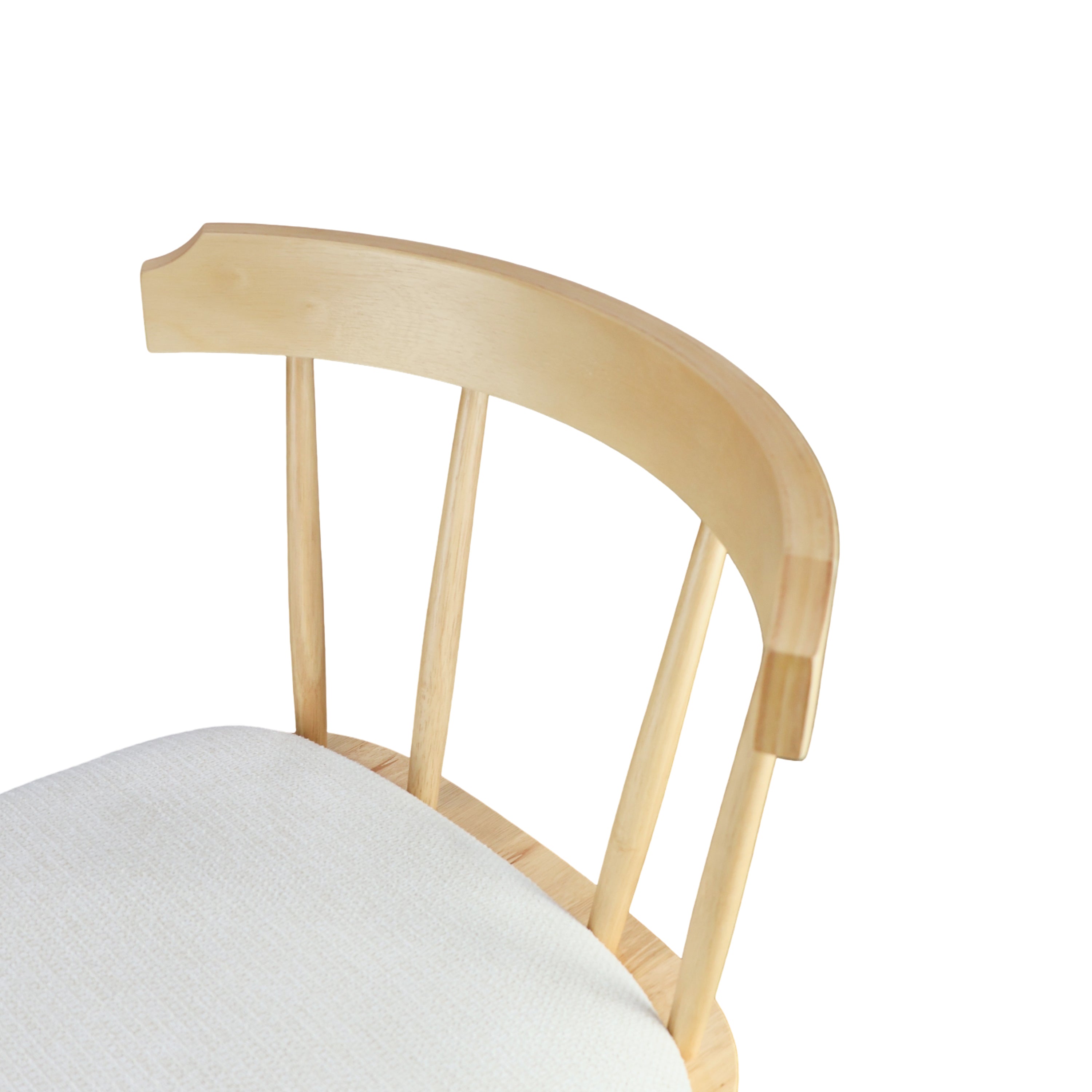 Olivia Indoor Wooden Upholstered Counter Stool, Natural Finish with Beige Upholstery, Windsor Style, Set of 2