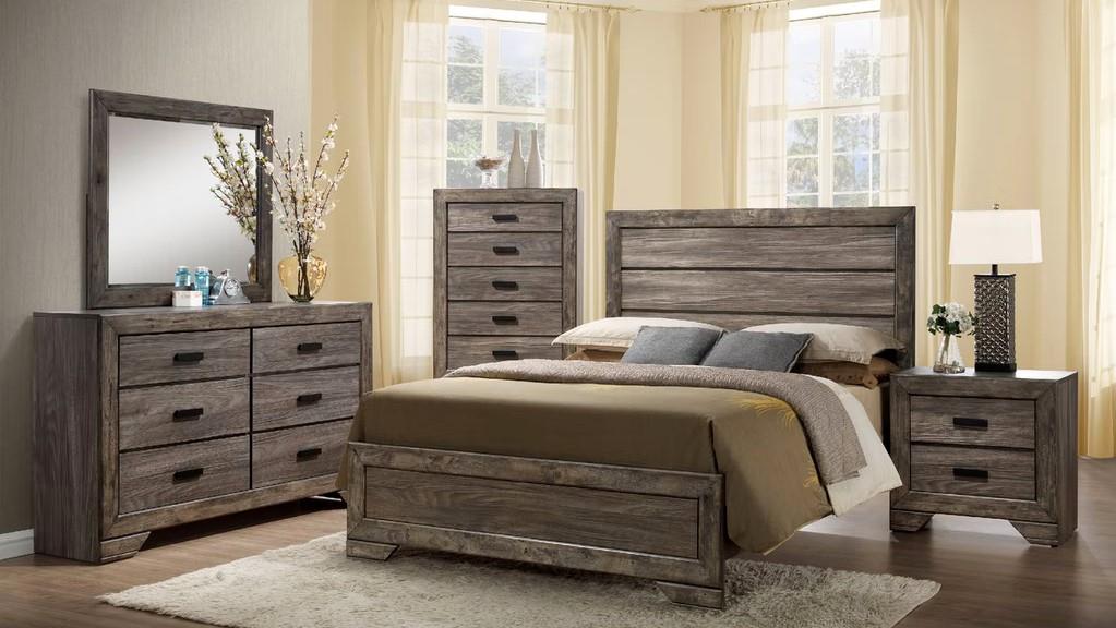 Ash Gray Dresser, Mirror, Chest & Nightstand Set