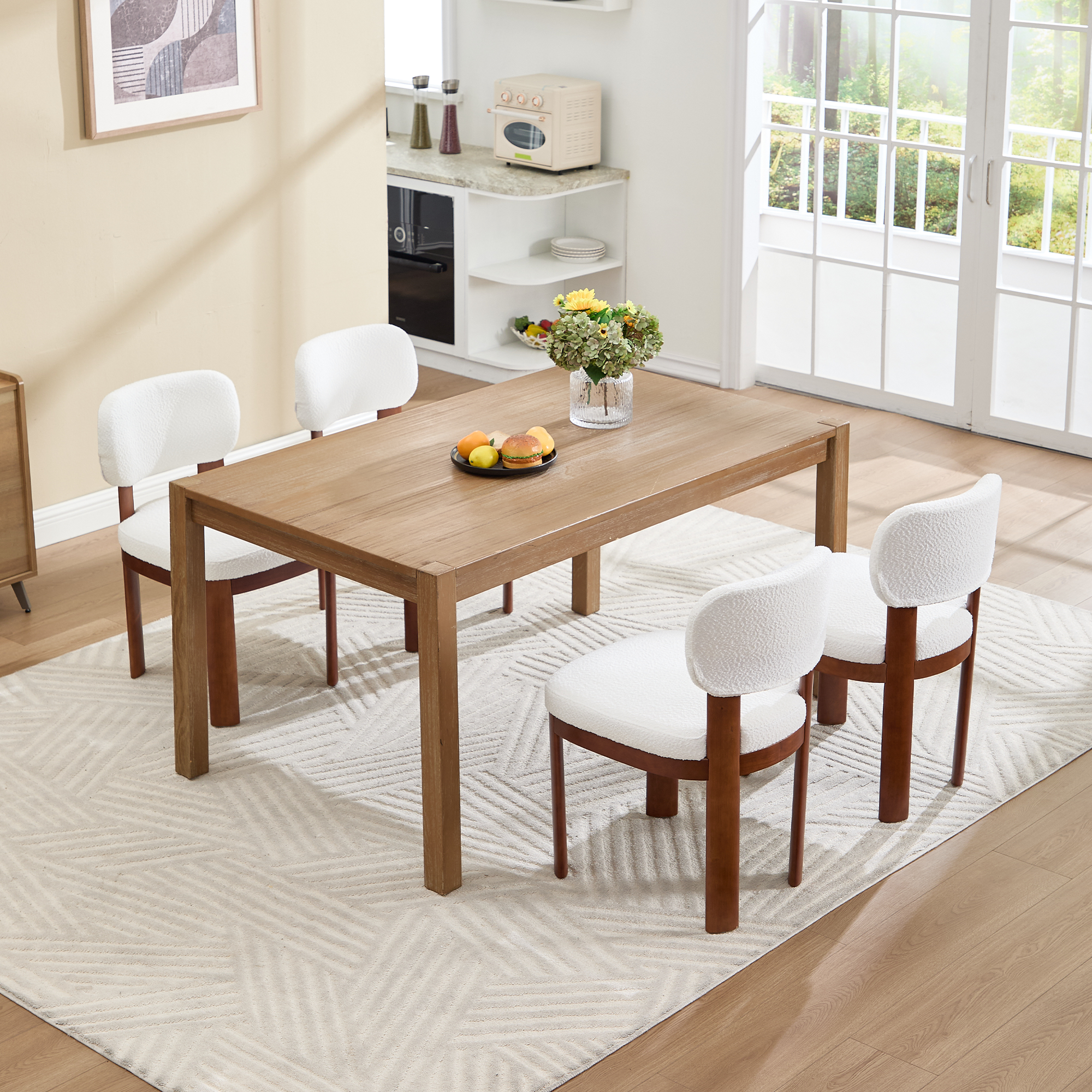 Dothan Modern Farmhouse Dining Chairs with Natural Solid Wood Legs - Set of 2