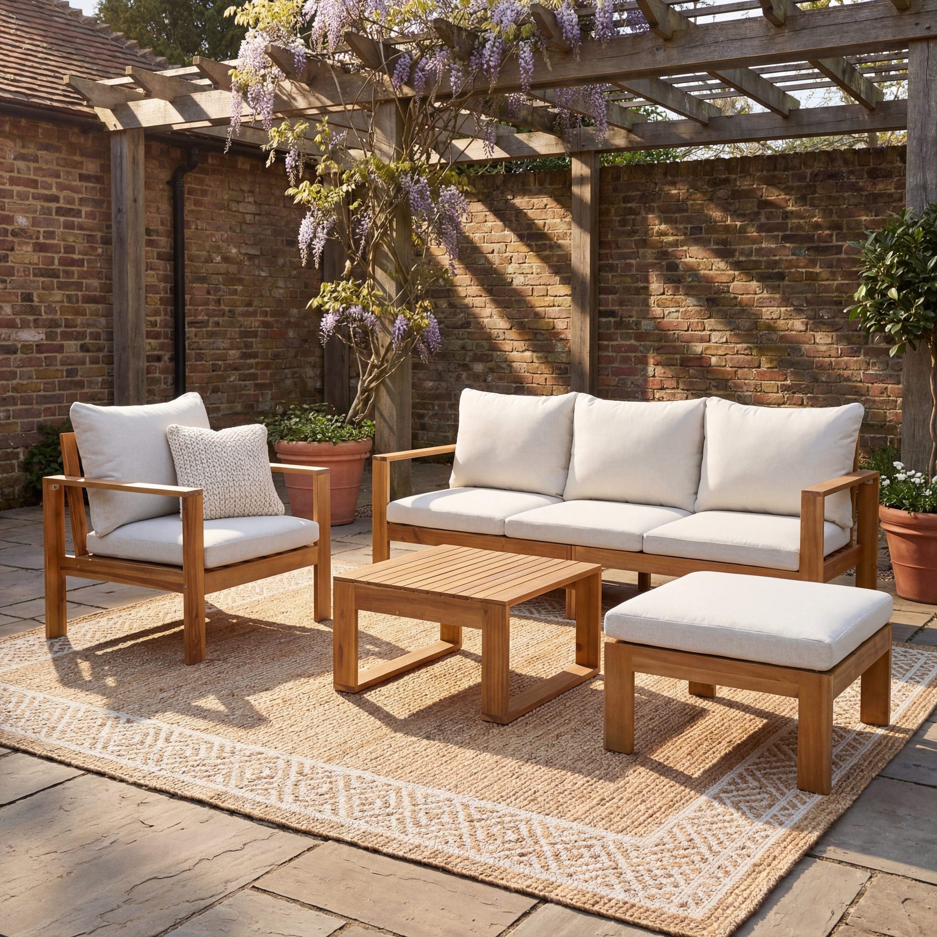 Pcs Outdoor Sectional Set Acacia Wood