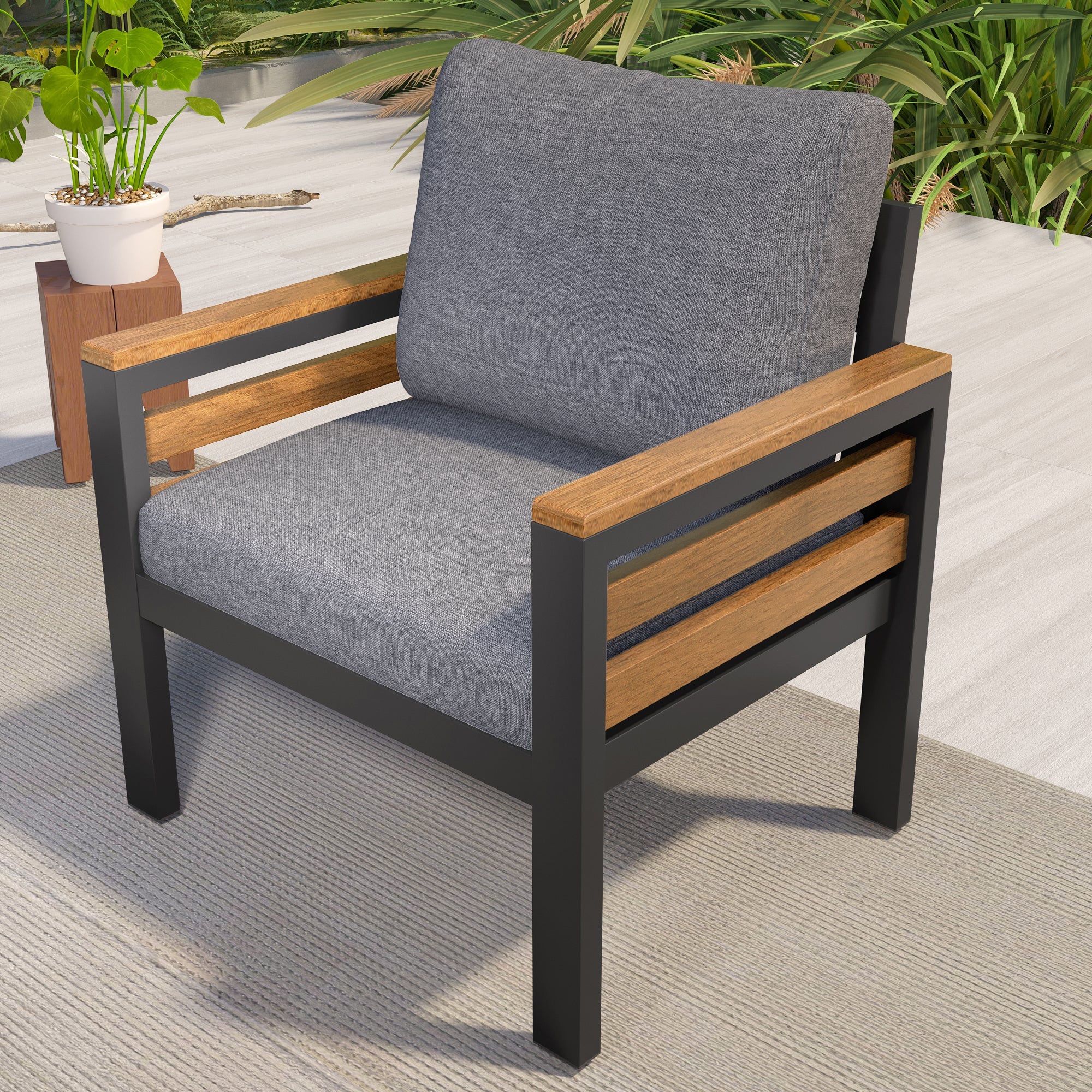 Go Outdoor Coffee Table Cushioned Seating - Gray