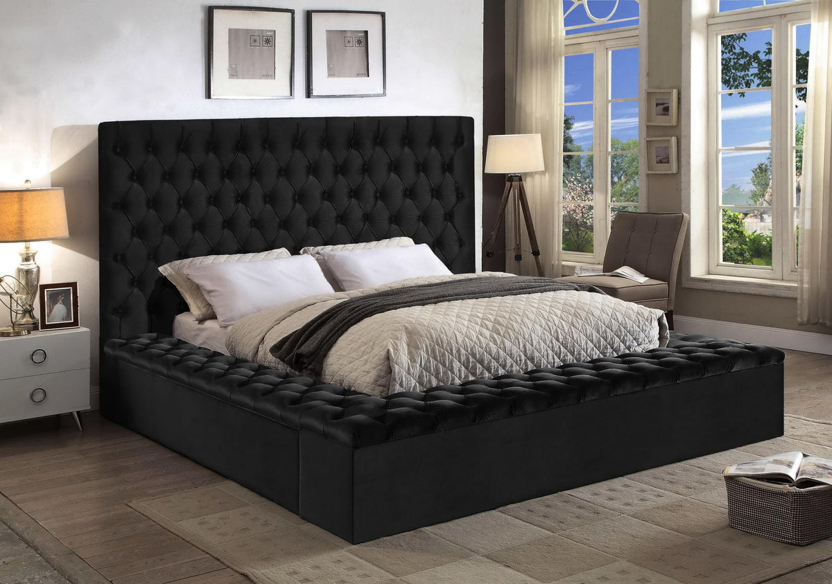 Black Velvet Upholstered Bed