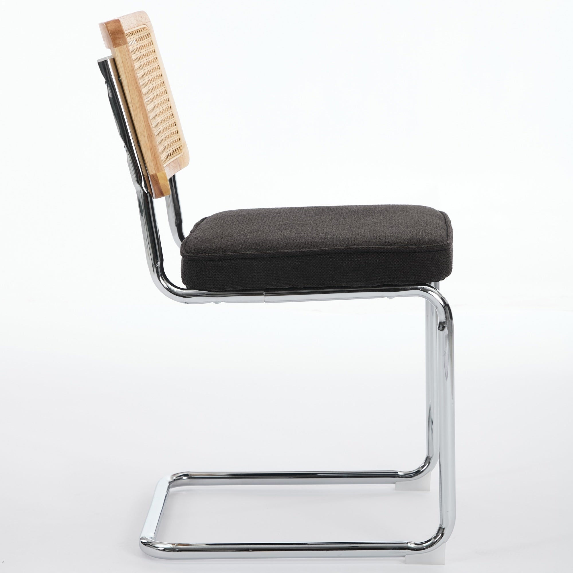 Carrollton Mid Century Modern Breuer Designed Dining Chairs with Natural Cane Back & Stainless Chrome Base - Set of 2