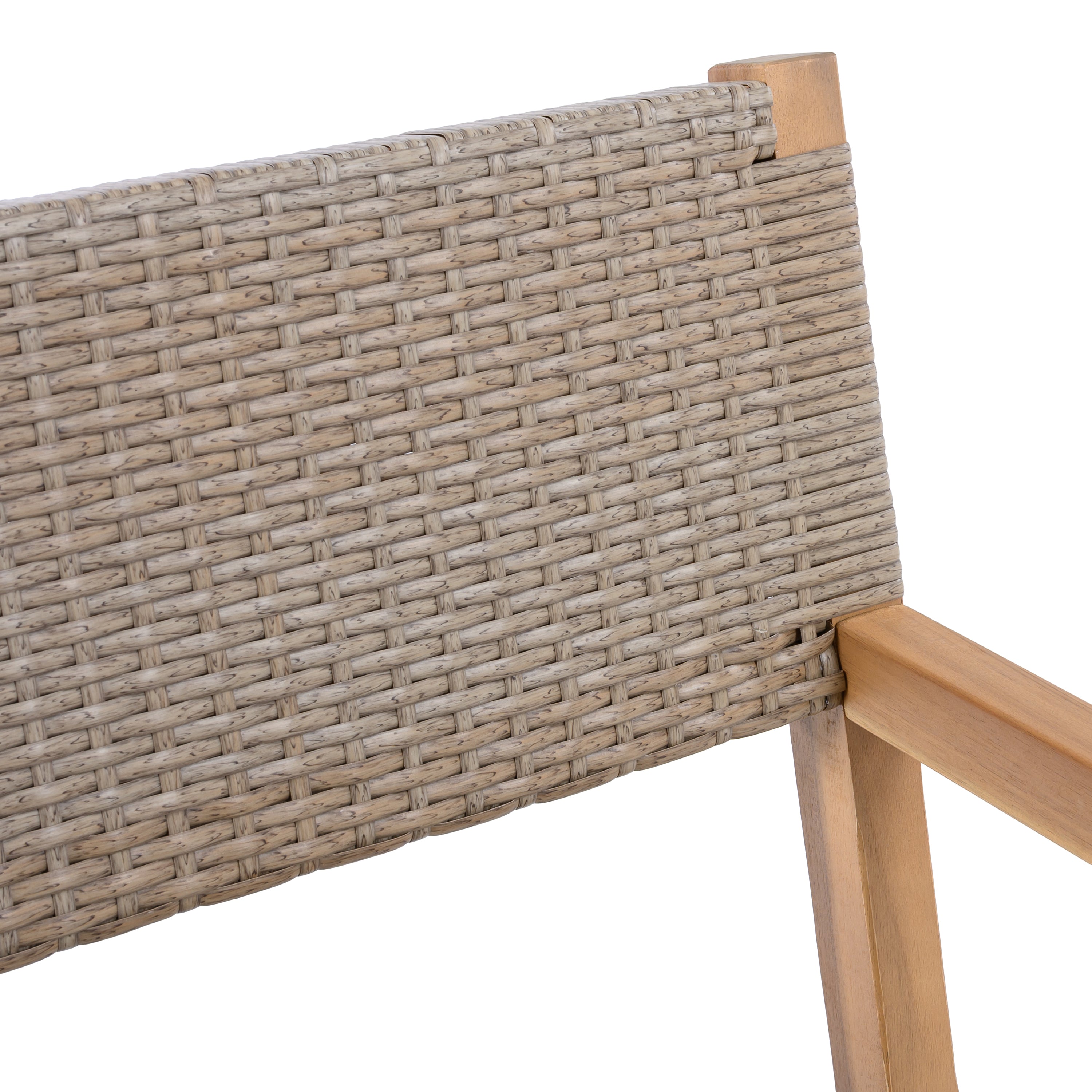 Outdoor Dining Chair Set Rattan Frame - Light Brown