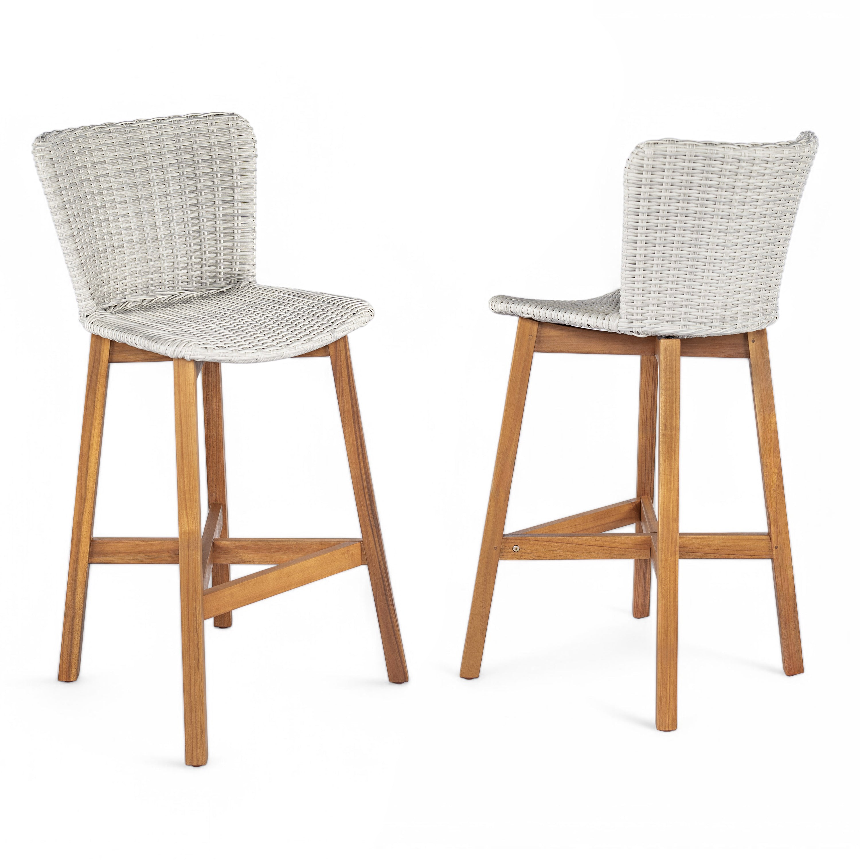 Lymington Outdoor Bar Stool Set Rattan Frame - Light Gray