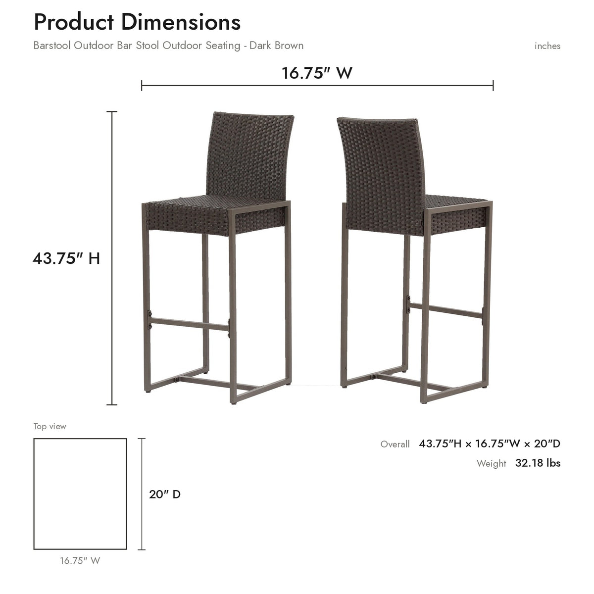 Product dimensions diagram