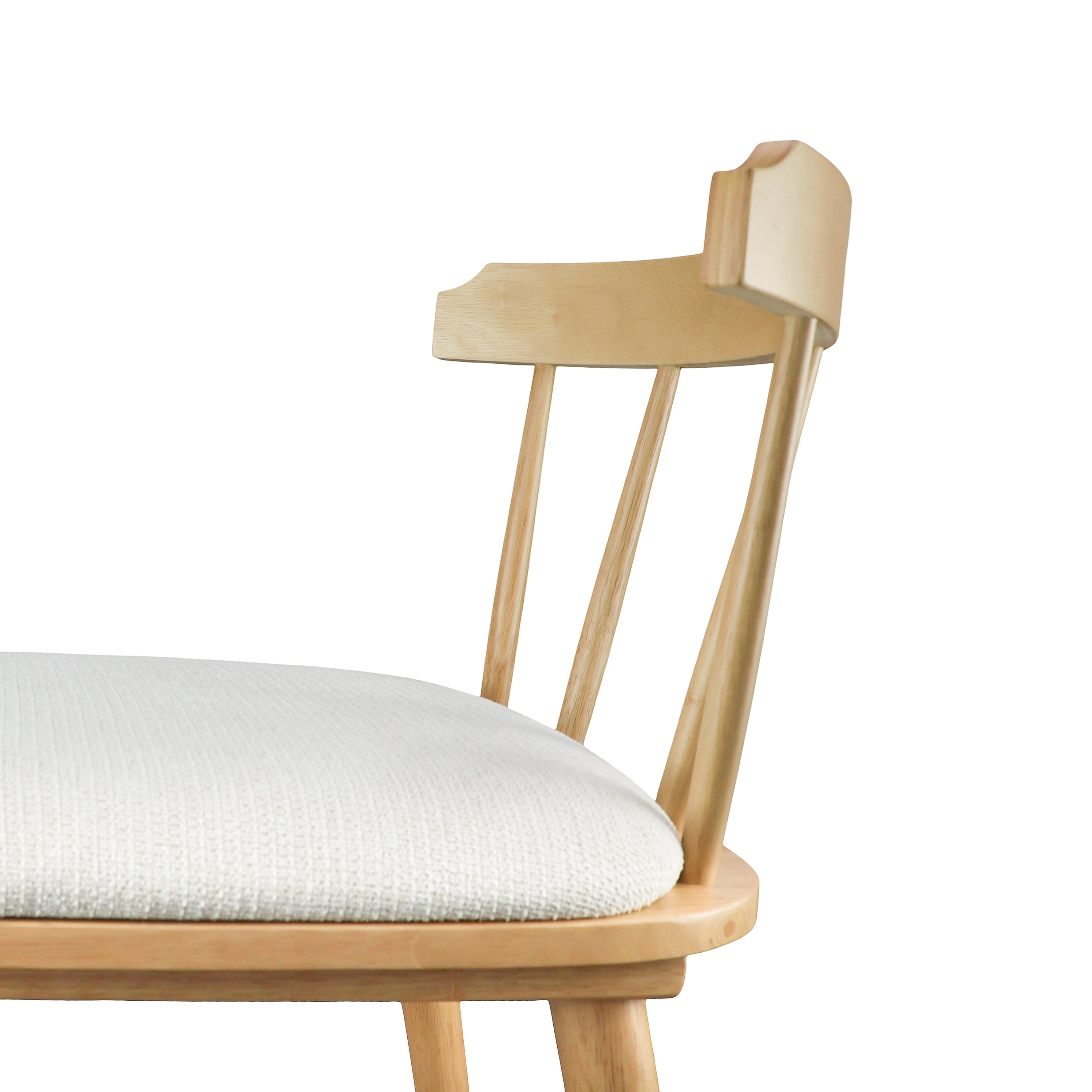 Olivia Indoor Wooden Upholstered Counter Stool, Natural Finish with Beige Upholstery, Windsor Style, Set of 2
