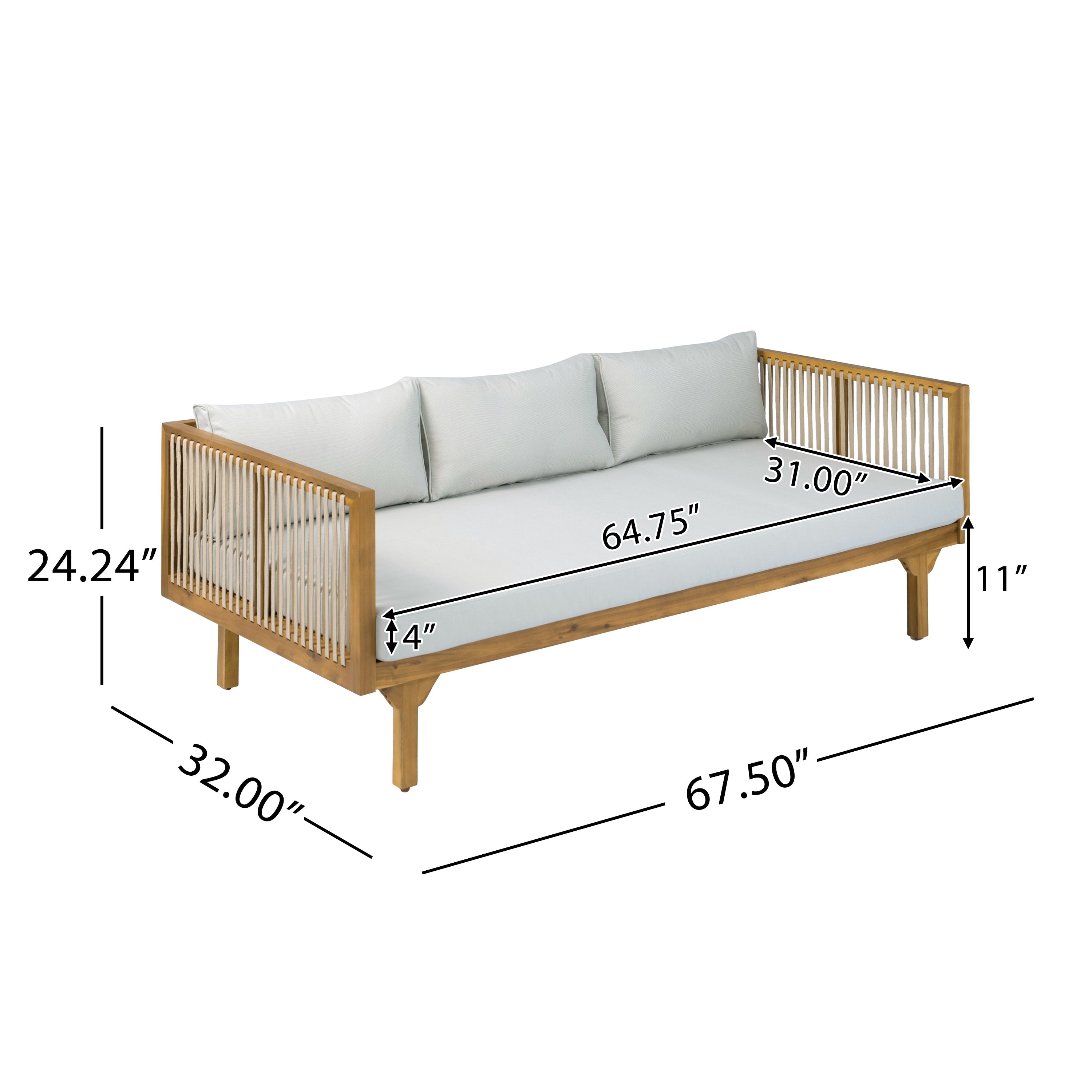 Outdoor Coffee Table Water-Resistant Cushions - Light Brown