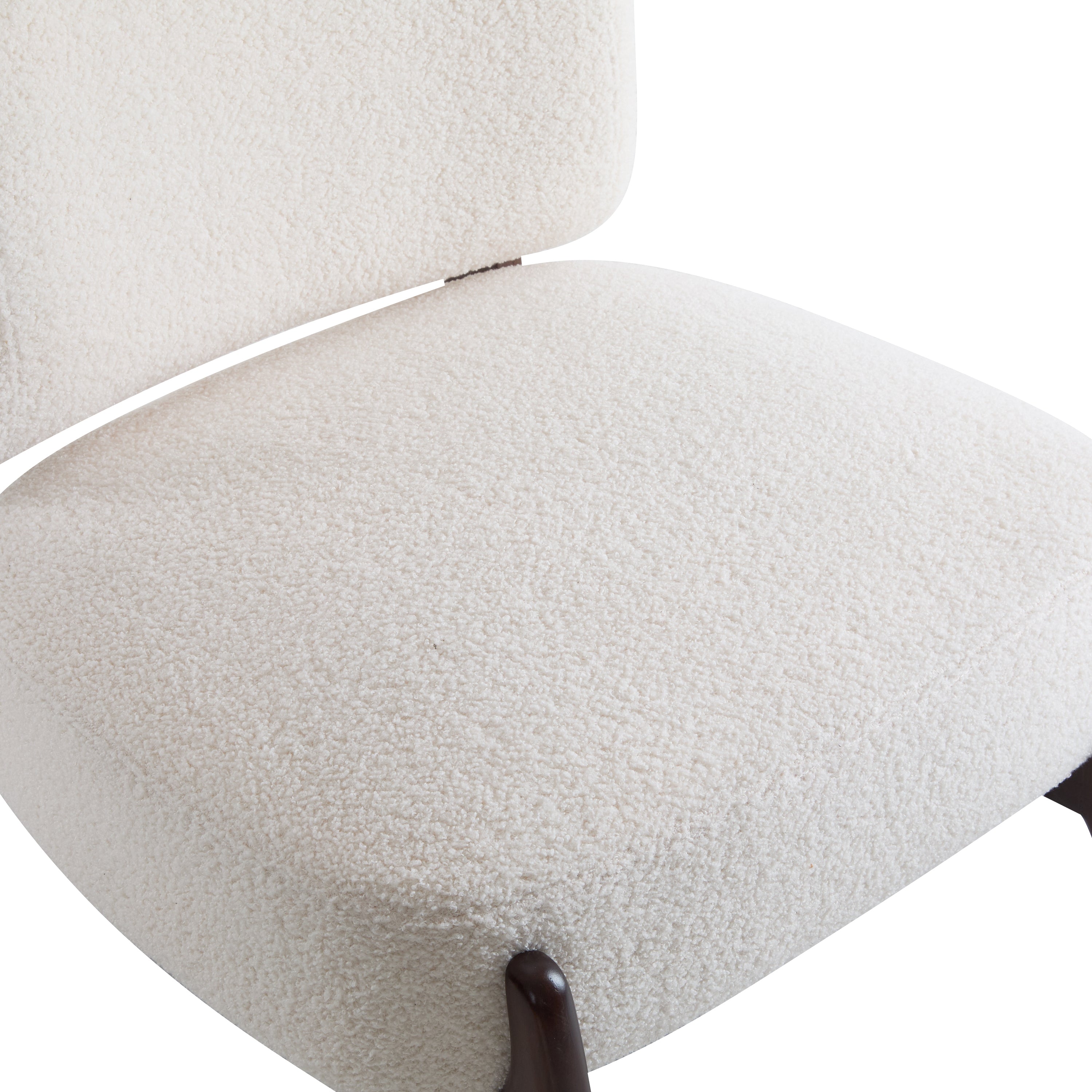 Easton Beige Modern Boucle Lounge Chair with Solid Wood Frame