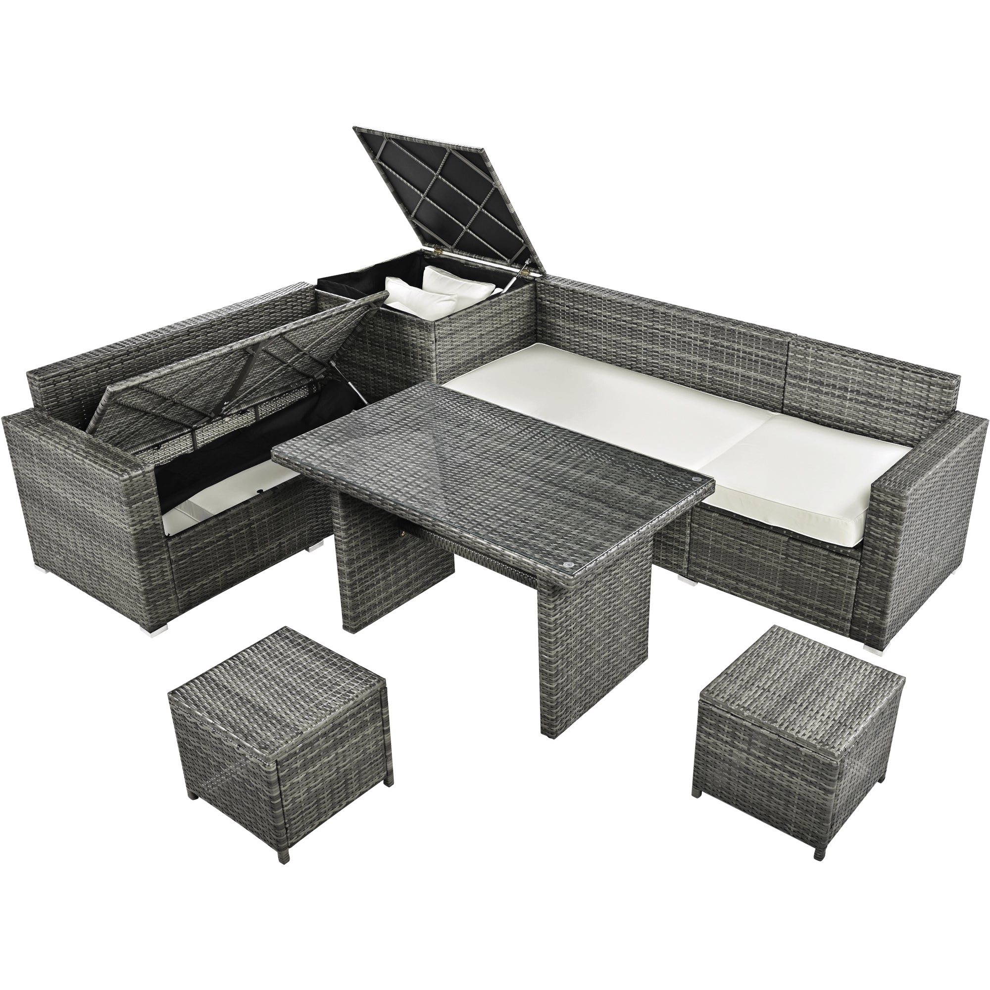 Topmax Outdoor Sectional Set Adjustable Back - Beige