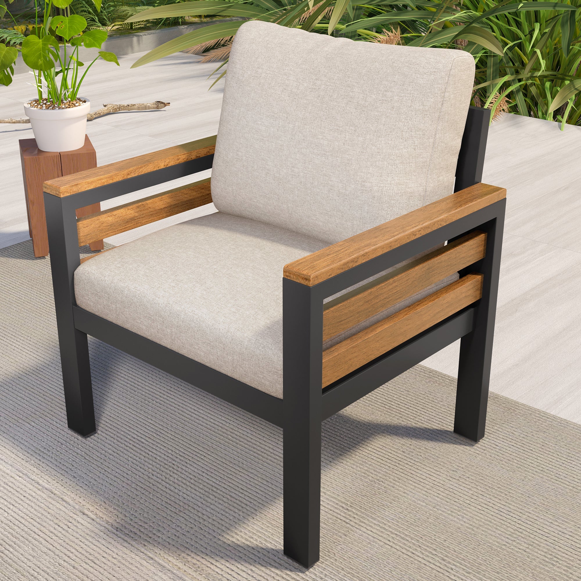 Go Outdoor Coffee Table Cushioned Seating - Beige