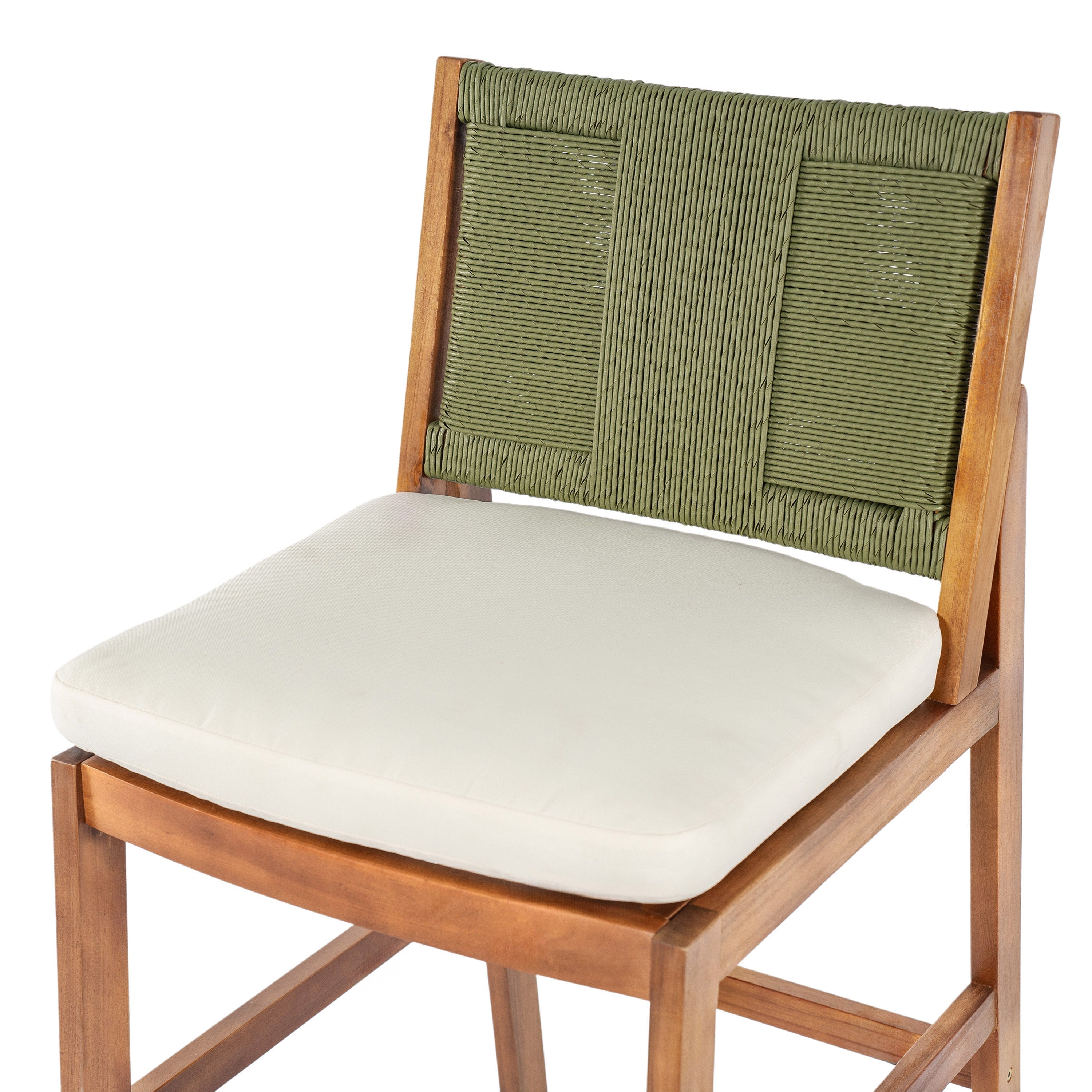 Outdoor Bar Stool Cushioned Seating Set of 2 - Teak