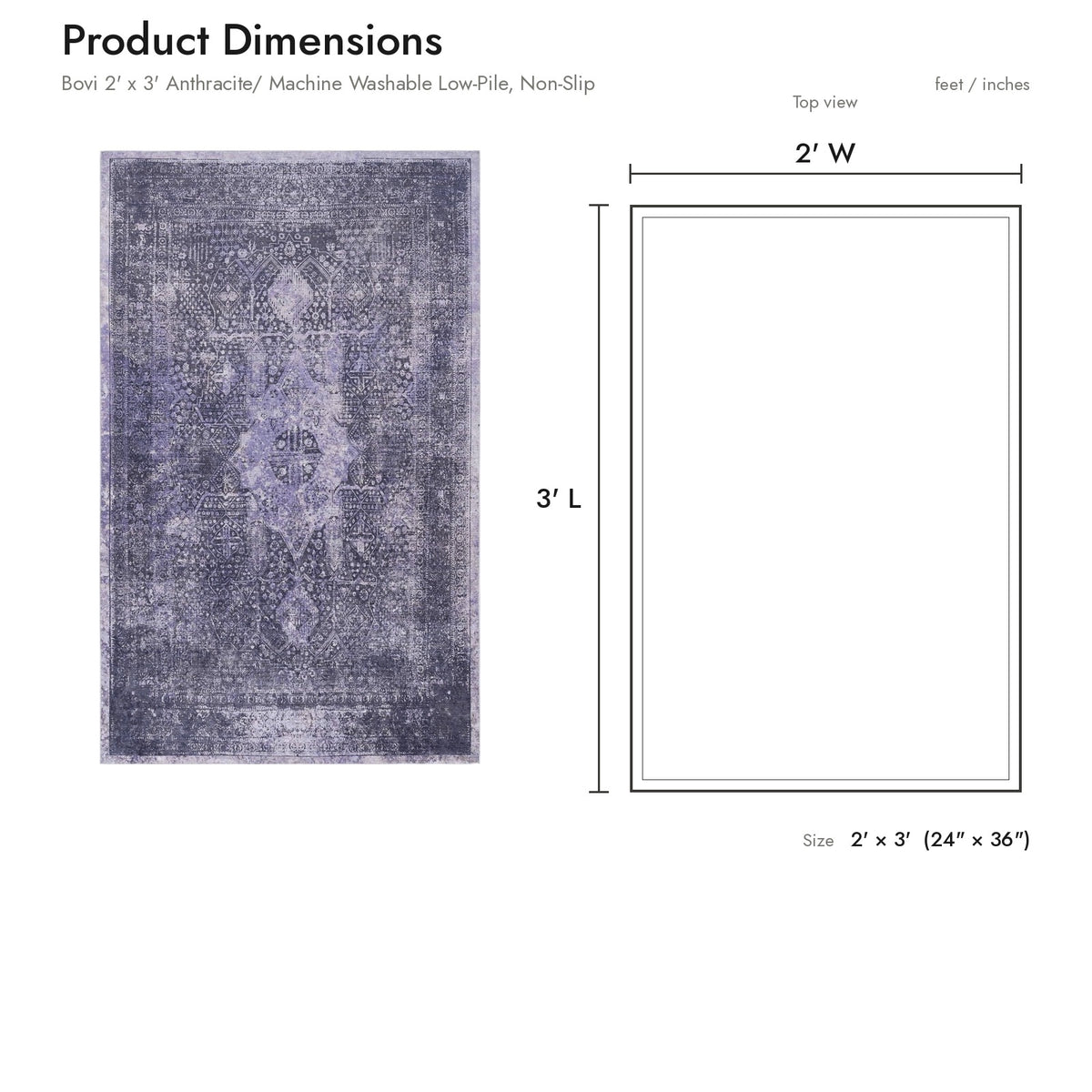 Product dimensions diagram