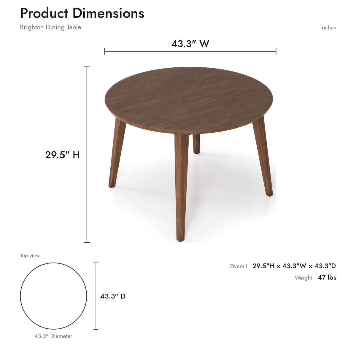 Product dimensions diagram