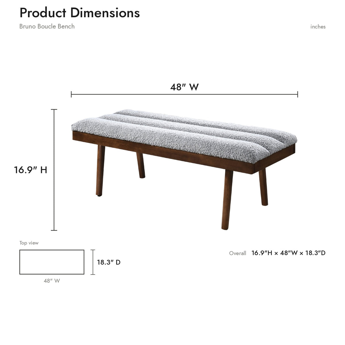 Product dimensions diagram